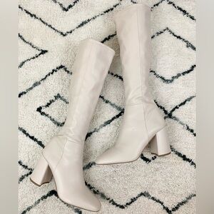 Steve Madden Lizah Heeled Boots Bone Cream